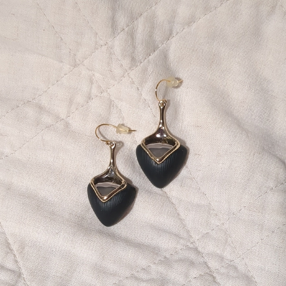 Alexis Bittar Black and Gold Drop Earrings